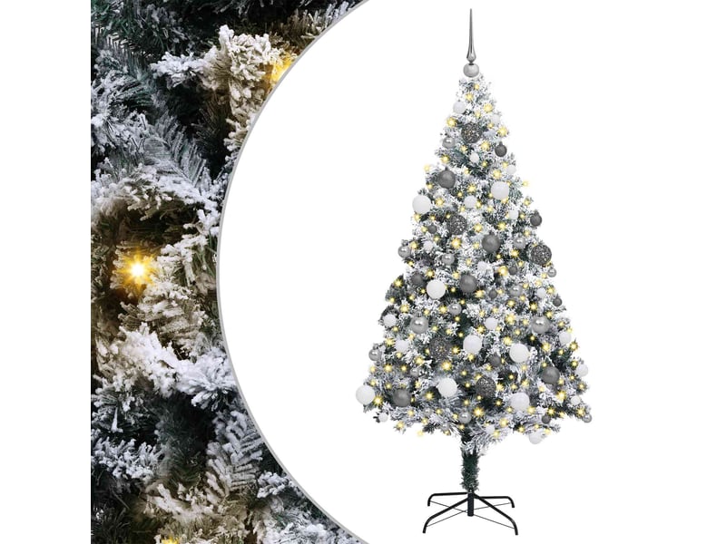  Sapin de noël, arbre de noël artificiel blanc 180 cm pvc, acier et plastique cf61273  - Conforama A