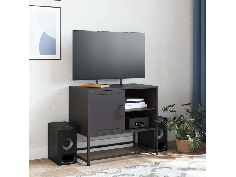  Meuble tv - banc tv - meuble de rangement noir 68x39x60,5 cm acier  - Conforama C