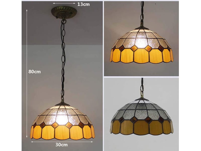  Suspension créative en bois massif et verre, style campagne – e27, source 9w blanc chaud incluse, pour salle à manger, bureau et chambre-style 4  - Conforama B