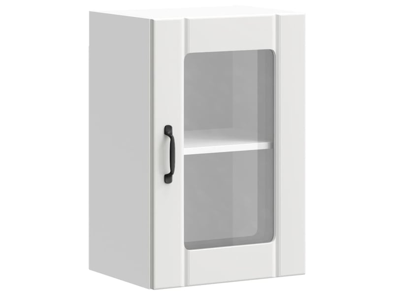  Meuble de rangement, armoire murale de cuisine avec porte en verre lucca blanc  - Conforama A