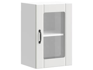 Meuble de rangement, armoire murale de cuisine avec porte en verre lucca blanc
