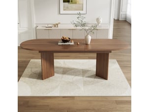Table à manger extensible 160x90 cm en mdf couleur noyer avec plateau épais et coins arrondis