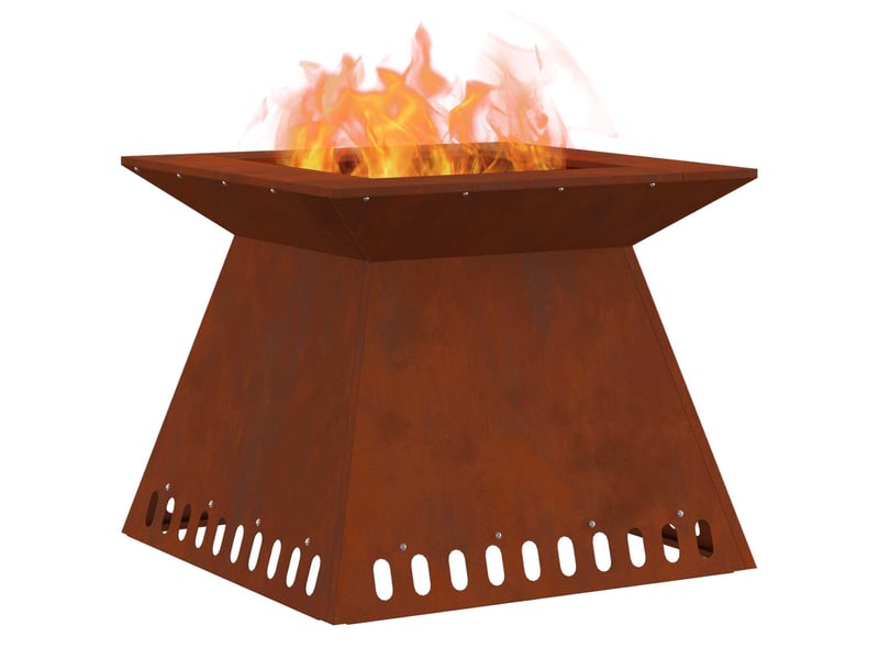  Brasero exterieur, foyer camping rouillé 60x60x50 cm acier patiné  - Conforama C