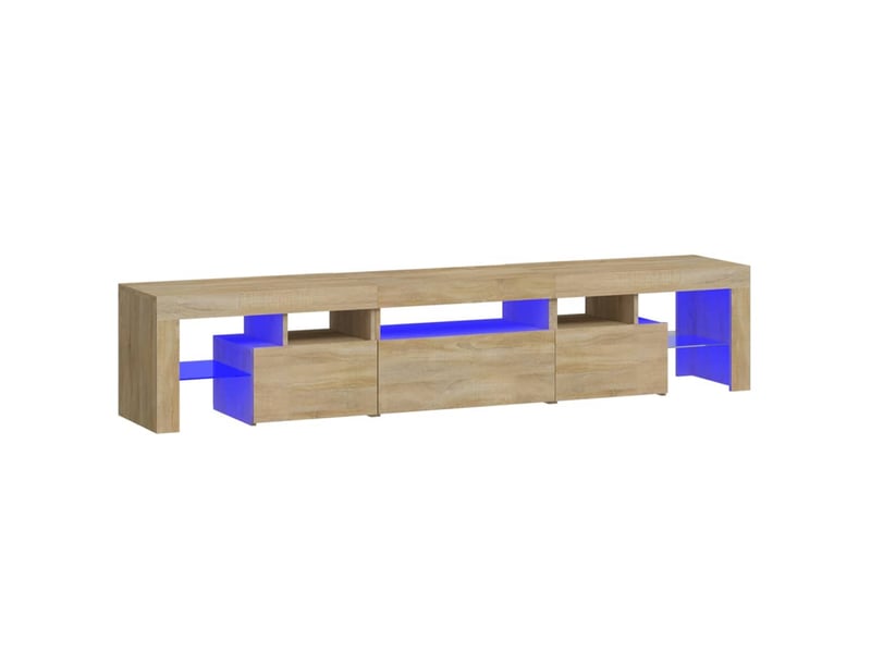  Meuble tv - banc tv - meuble de rangement avec lumières led chêne sonoma 200x36,5x40 cm  - Conforama A
