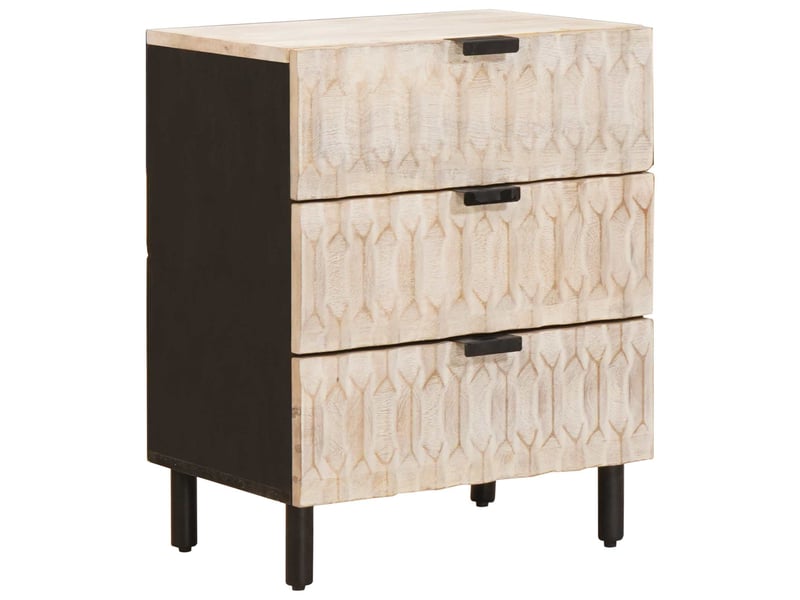  Table de chevet blanc 50 x 33 x 62 cm bois de mangue massif  - Conforama B