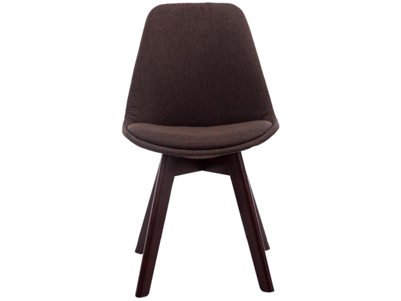 Lot de 4 chaises de salle à manger design scandinave en tissu marron et piètement à 4 pieds en bois foncé 10_0008637  - Conforama C