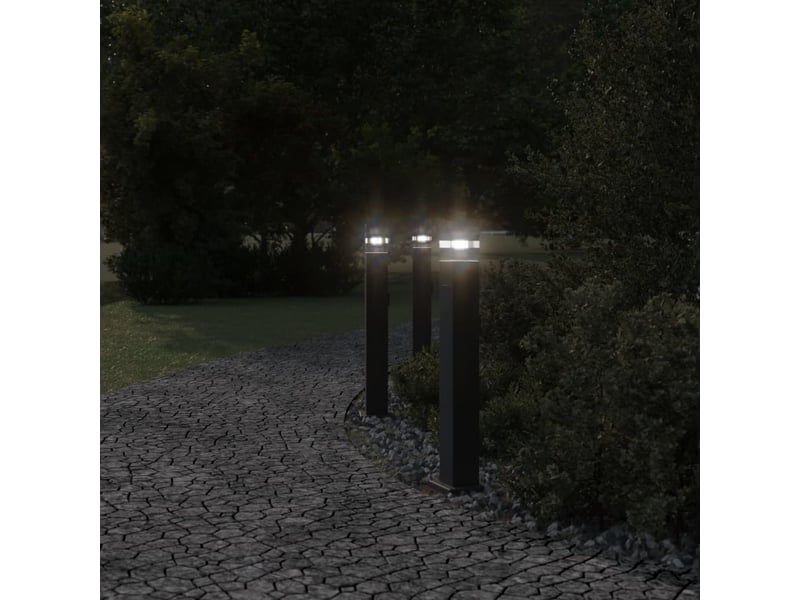  Lampadaires d'extérieur avec sortie 3 pcs 80 cm aluminium noir 02_0042571  - Conforama C