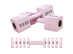 Lot de 2 haltères carrées antidérapantes de 5 kg avec disques amovibles, en acier et abs, 32 x 9 x 9 cm, rose