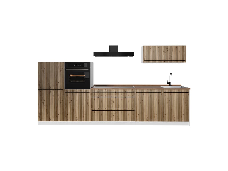 Vicco cuisine, chêne artisanblanc, 340cm plan de travail chêne doré - Conforama A
