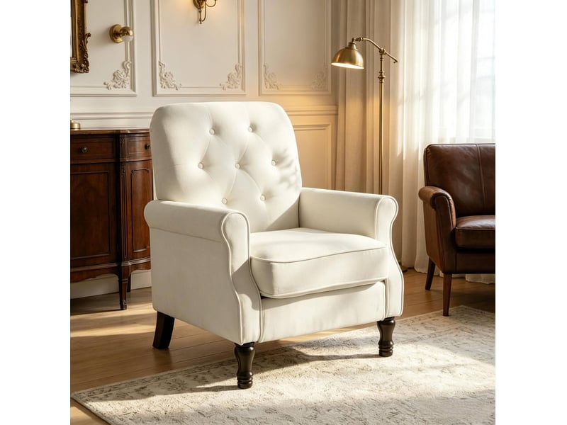  Fauteuil 1 place avec assise épaisse et ressorts ensachés, crème  - Conforama C