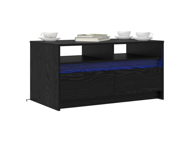 Table basse - table de salon - table à thé chêne noir 90 x 50 x 45 cm bois d'ingénierie - Conforama C