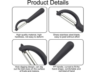 Éplucheur universel (2 pcs), éplucheur pivotant en acier inoxydable, couteau cuisine avec lame tranchante pour légumes fruits, noir