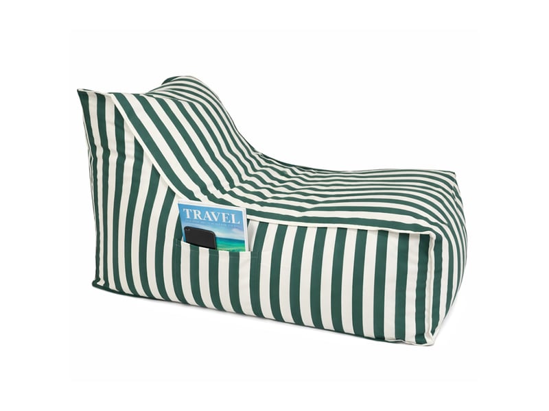 Pouf d’extérieur rayé vert en tissu déperlant – 100x65x65 cm positano  - Conforama D
