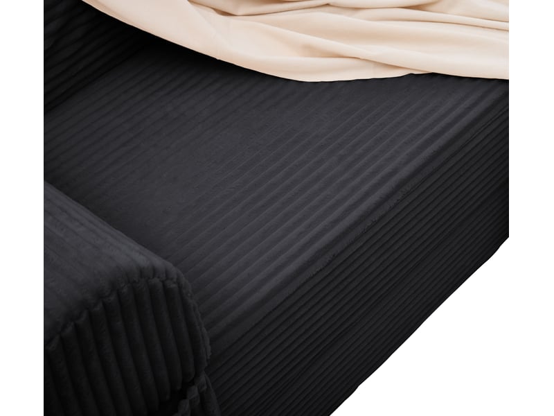  Canapé droit 2 places noir - canapé lit convertible avec rangement intégré et tissu côtelé  - Conforama W