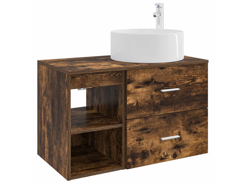 Ensemble de mobilier de salle de bain 2 pcs chêne fumé shl8997 - Conforama A