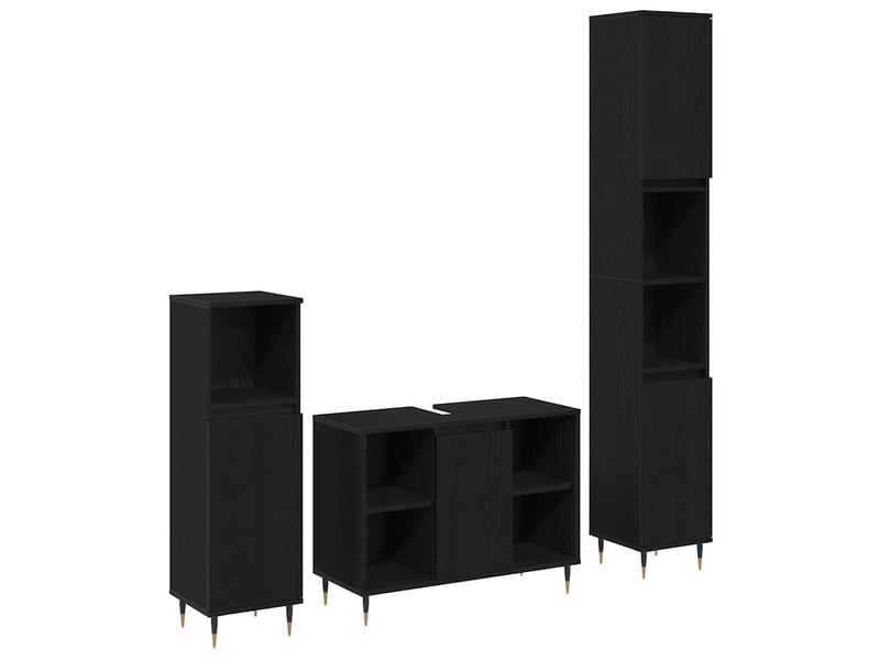  Ensemble de mobilier de salle de bain 3 pc chêne noir cf64334  - Conforama B