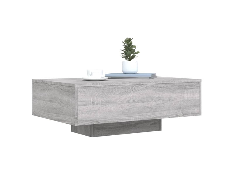  Table basse - table de salon - table à thé avec lumières led sonoma gris 85x55x31 cm  - Conforama E