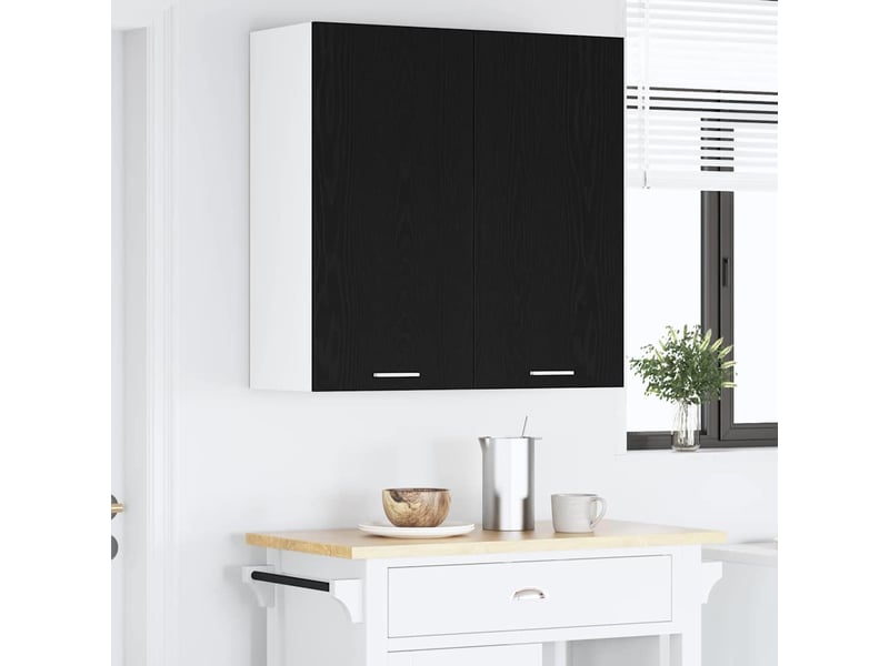 Meuble de rangement, armoire suspendue chêne noir 80x31x80cm bois d'ingénierie shl9223 - Conforama D