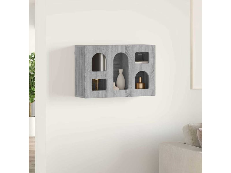  Armoire suspendue, meuble de rangement avec étagère elst sonoma gris 60x20x40 cm  - Conforama D