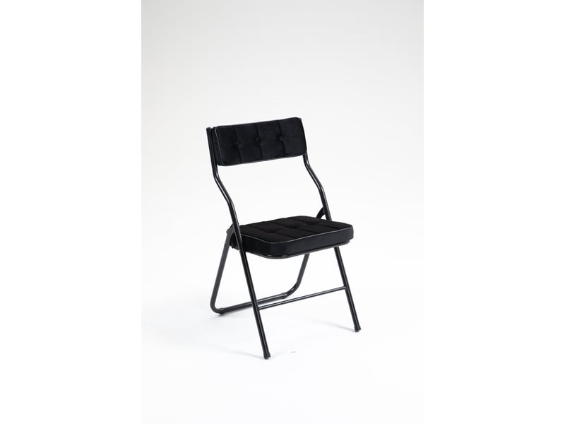  Chaises pliantes lot de 2 avec assise et dossier rembourrés  - pliage compact, acier, velours noir  - Conforama A