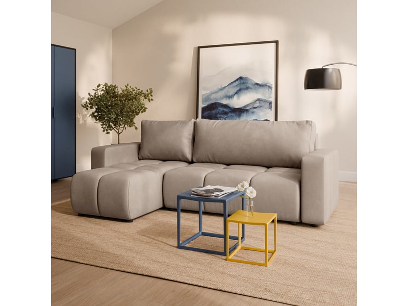 Canapé d'angle ramil, tissu peluche beige - Conforama B