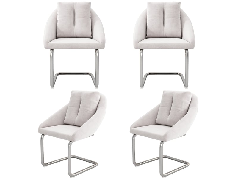  Lot de 4 chaises 65x59x82 cm, chaises salle à manger, design ergonomique, dossier courbé, structure métallique, beige  - Conforama A