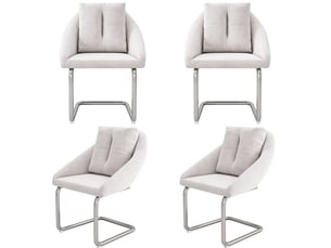 Lot de 4 chaises 65x59x82 cm, chaises salle à manger, design ergonomique, dossier courbé, structure métallique, beige