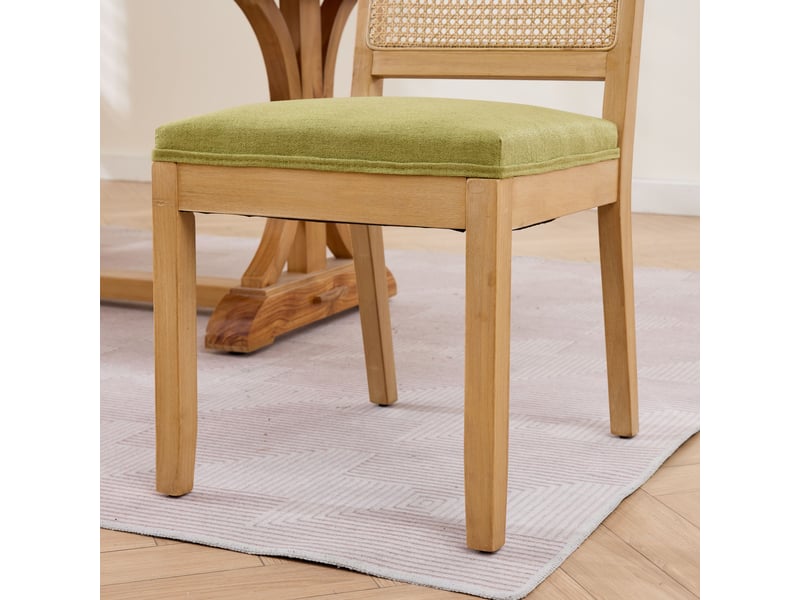  Lot de 2 chaises de salle à manger en lin vert olive, structure en hévéa W3223P503925 - Conforama D