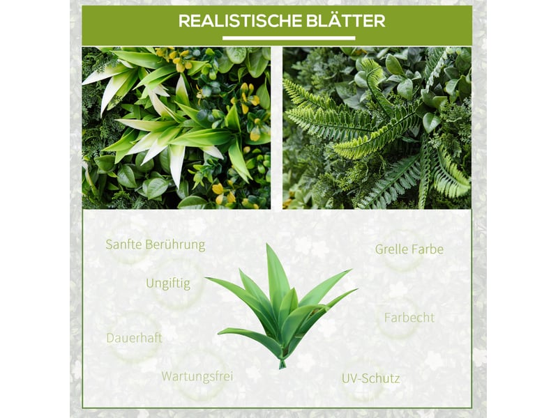 Mur végétal artificiel 12 panneaux 50 x 50 cm – vert – brise-vue modulable résistant aux uv pour jardin - Conforama E