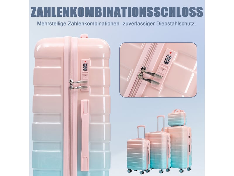  Set de 4 valises rigides,49,5x29x77 cm,avec serrure à combinaison,pc,rose  - Conforama D