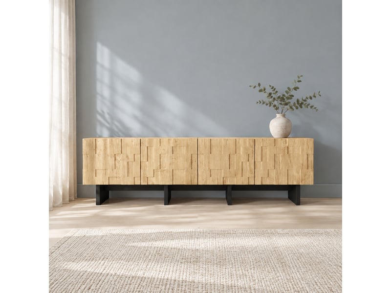 Meuble tv 180 cm 4 portes avec rangement jusqu'à 75 pouces homvra  - Conforama D