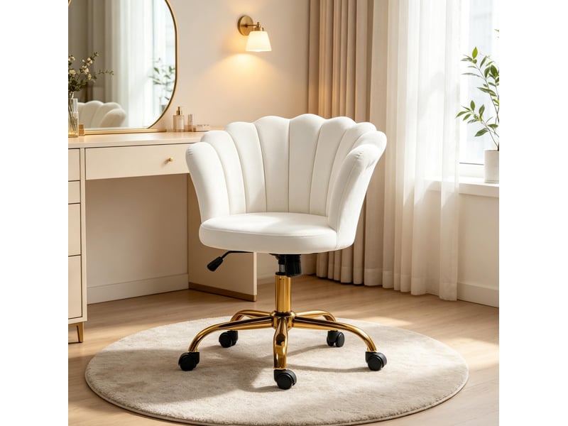  Chaise de bureau 69x64 cm réglable en métal blanche  - Conforama C