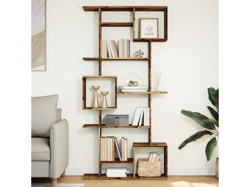 Bibliothèque, meuble de rangement salon vieux bois 92x29x188 cm bois d'ingénierie  - Conforama B