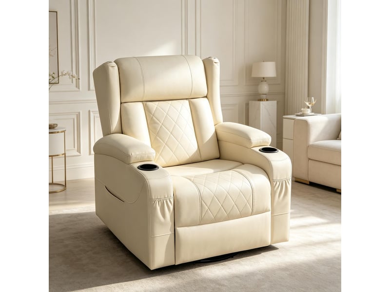  Fauteuil relax - fauteuil élégant pour salon, fauteuil inclinable avec dossier et repose-pieds réglables, beige  - Conforama B