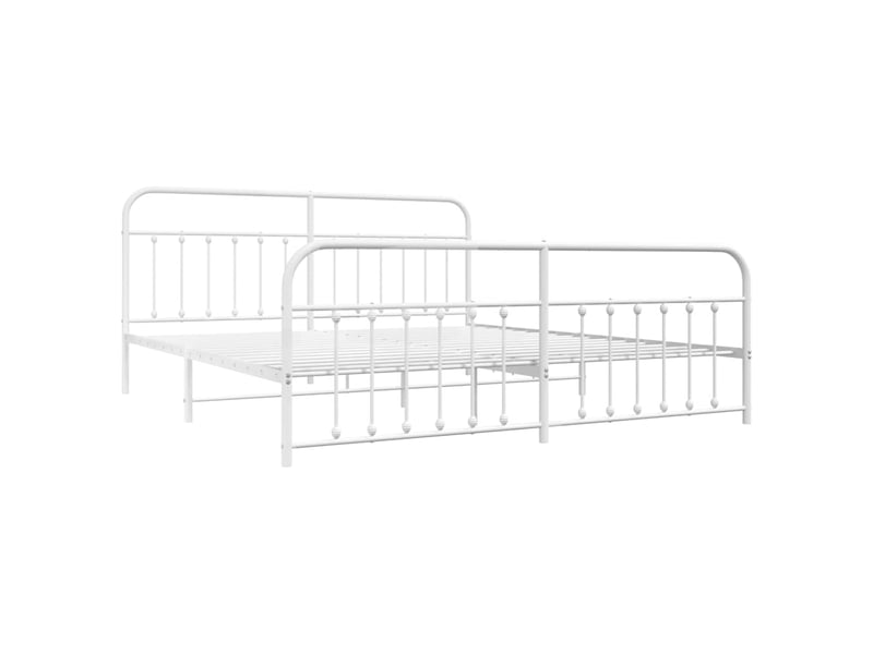  Lit double- lit adulte -  cadre de lit métal sans matelas et pied de lit blanc 200x200 cm  - Conforama B