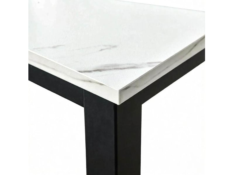  Table de bar 120x40x100 cm design moderne panneau de particules métal noir et blanc effet marbre  - Conforama D
