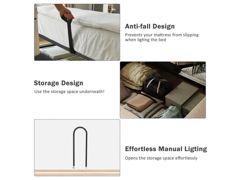  Lit coffre 180x200cm - 2 places pour adulte - lampe de lecture rotative 360° - ports de charge usb et type-c  - Conforama R
