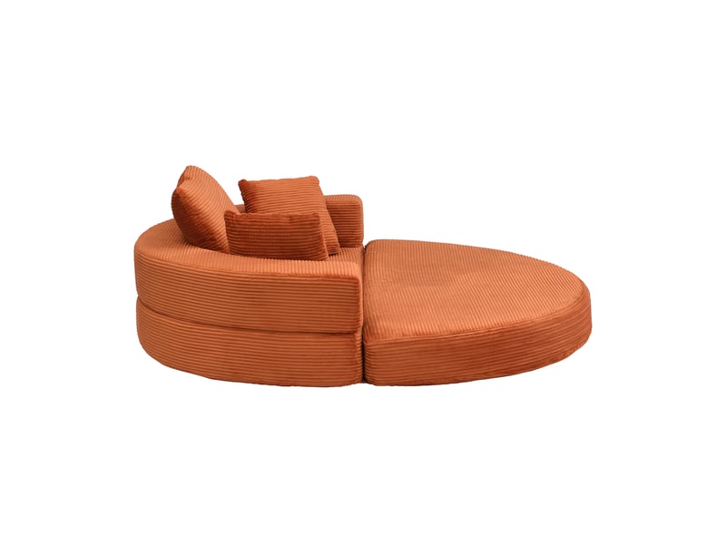  Canapé-lit pliable corda, orange, modulable, ovale 173x176 cm, coussins, tissu velours côtelé, multifonctionnel  - Conforama E