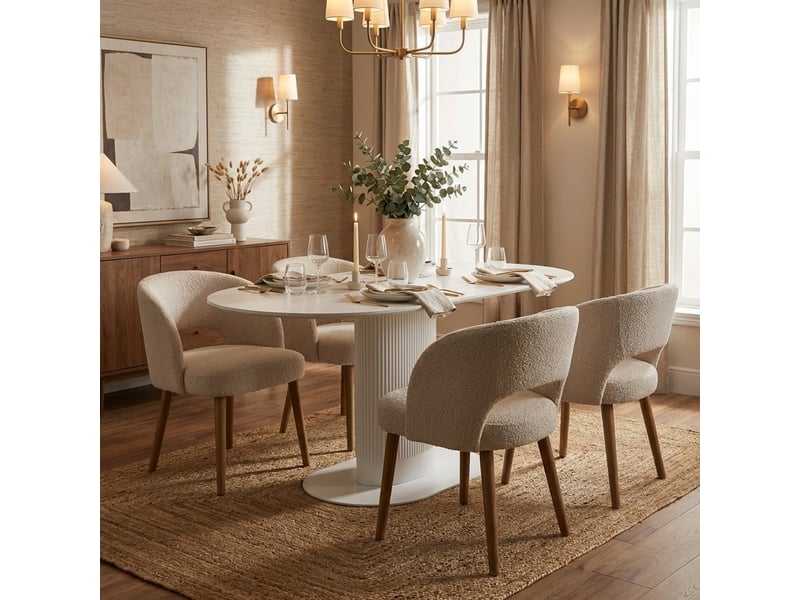  Table à manger moderne avec plateau en mdf yukon - blanc  - Conforama B
