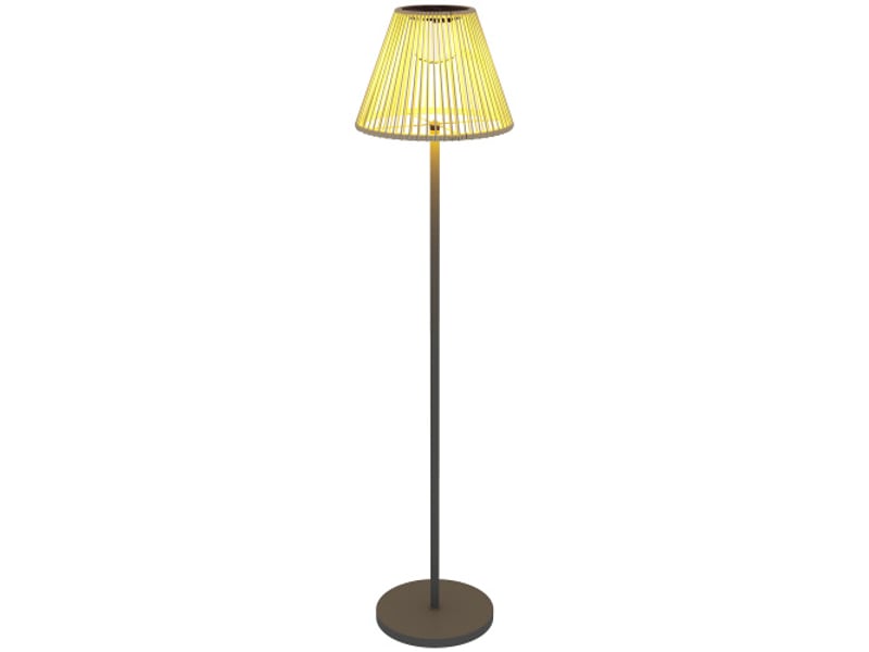  Lampadaire solaire en rotin style bohème, 25 led, capteur crépusculaire, ip44, ø33 x 135 cm, jardin et balcon  - Conforama A
