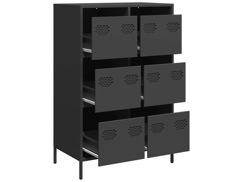 Buffet haut - bahut - meuble de rangement noir 68x39x101,5 cm acier  - Conforama D