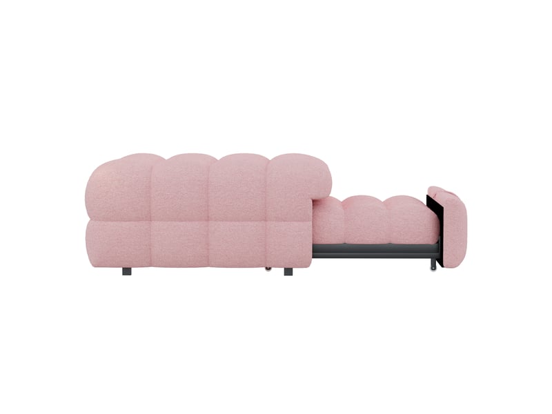Lit gigogne enfant 70x180 cm, canapé-lit 2 en 1, style minimaliste, tissu teddy rose - Conforama R