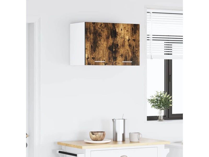 Meuble de rangement, armoire suspendue 2 pcs chêne fumé et blanc bois d'ingénierie shl1729 - Conforama D