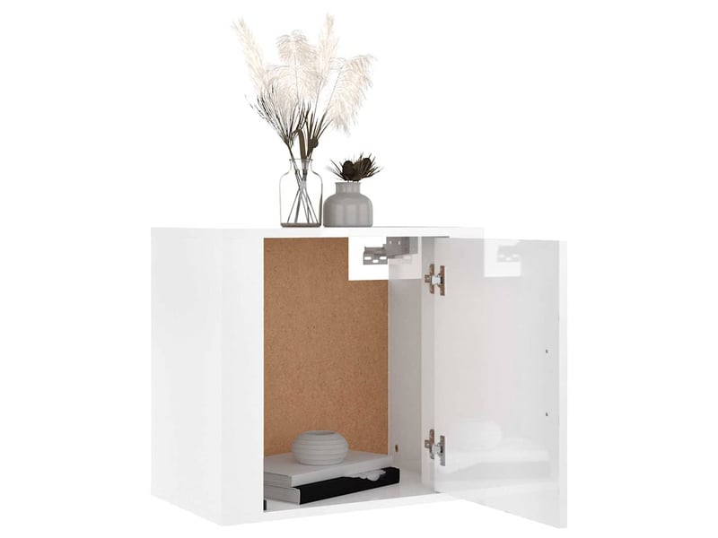  Lot de 2 tables de chevet - cabinet de chevet - table de nuit murales blanc brillant 50x30x47 cm  - Conforama C