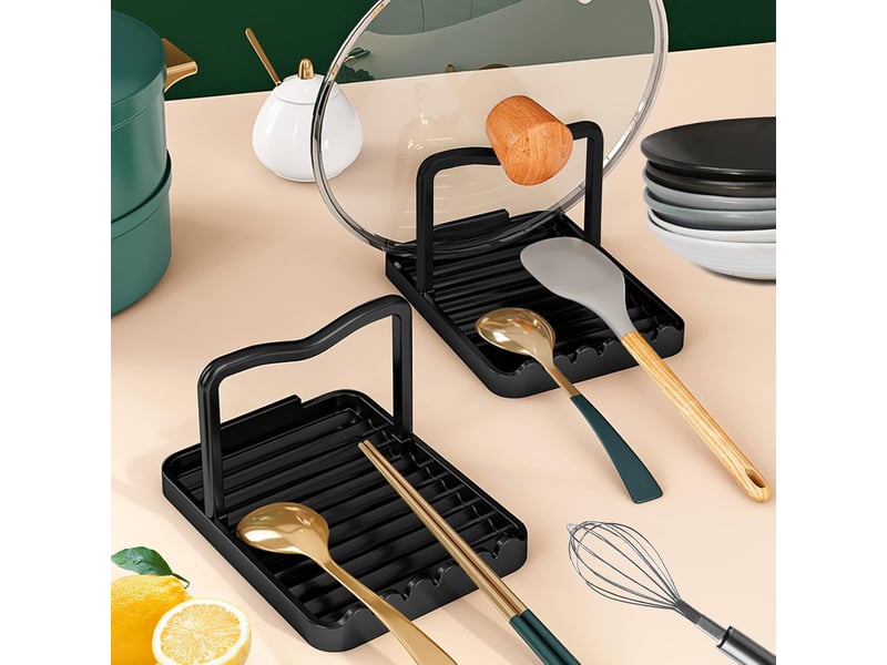  Support de couvercle de casserole repose cuillere cuisine plateau d'égouttement pour ustensiles de cuisine, couvercle de casserole et cuillère  - Conforama C