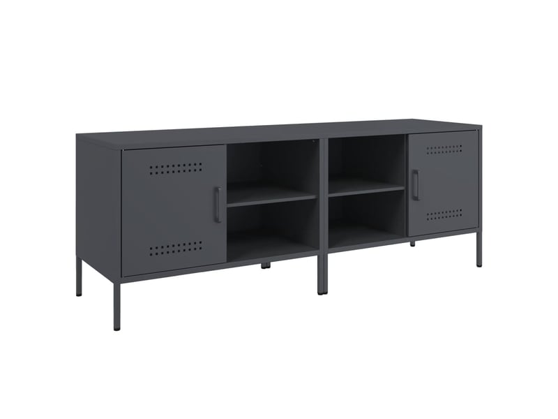  Lot de 2 meuble tv bas salon anthracite 68x39x50,5 cm acier shl88418  - Conforama A