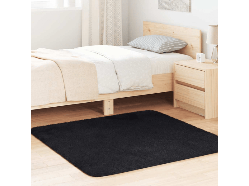  Tapis shaggy à poils longs navarra noir 120x120cm polyester - comfortxl 4102862 - Conforama B