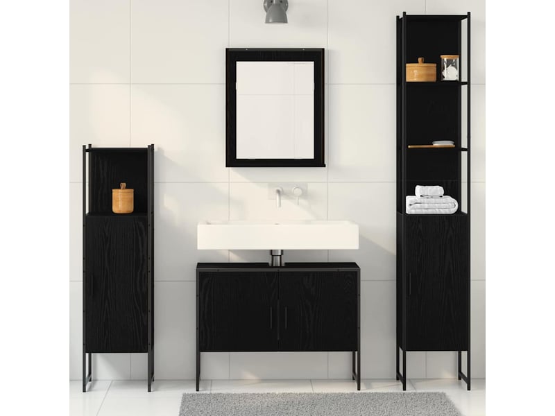  Ensemble de mobilier de salle de bain 4 pc noir cf64529  - Conforama D
