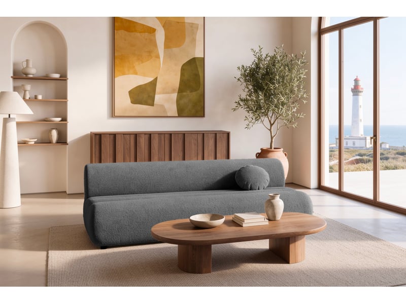  Bordilla - canapé droit convertible tissu chenille 3 places gris foncé  - Conforama B
