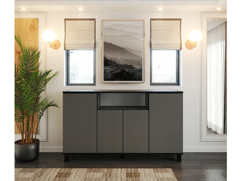  Grande commode 140 cm stiv-meubles gris mat - meuble de rangement, buffet, meuble tv 140 x 35 x 80 cm BEST4D_SZMSZM - Conforama D